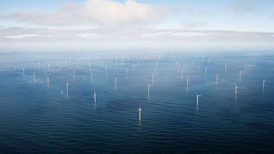 Wind turbines at Ørsted's Hornsea offshore project
