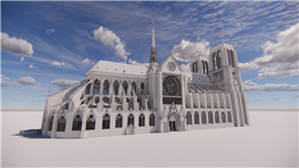 A 3D visualisation representing Notre-Dame cathedral created by Autodesk 